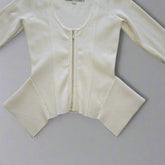 Guess Cream Long-Sleeved Top with Gold Zipper - Size: L
